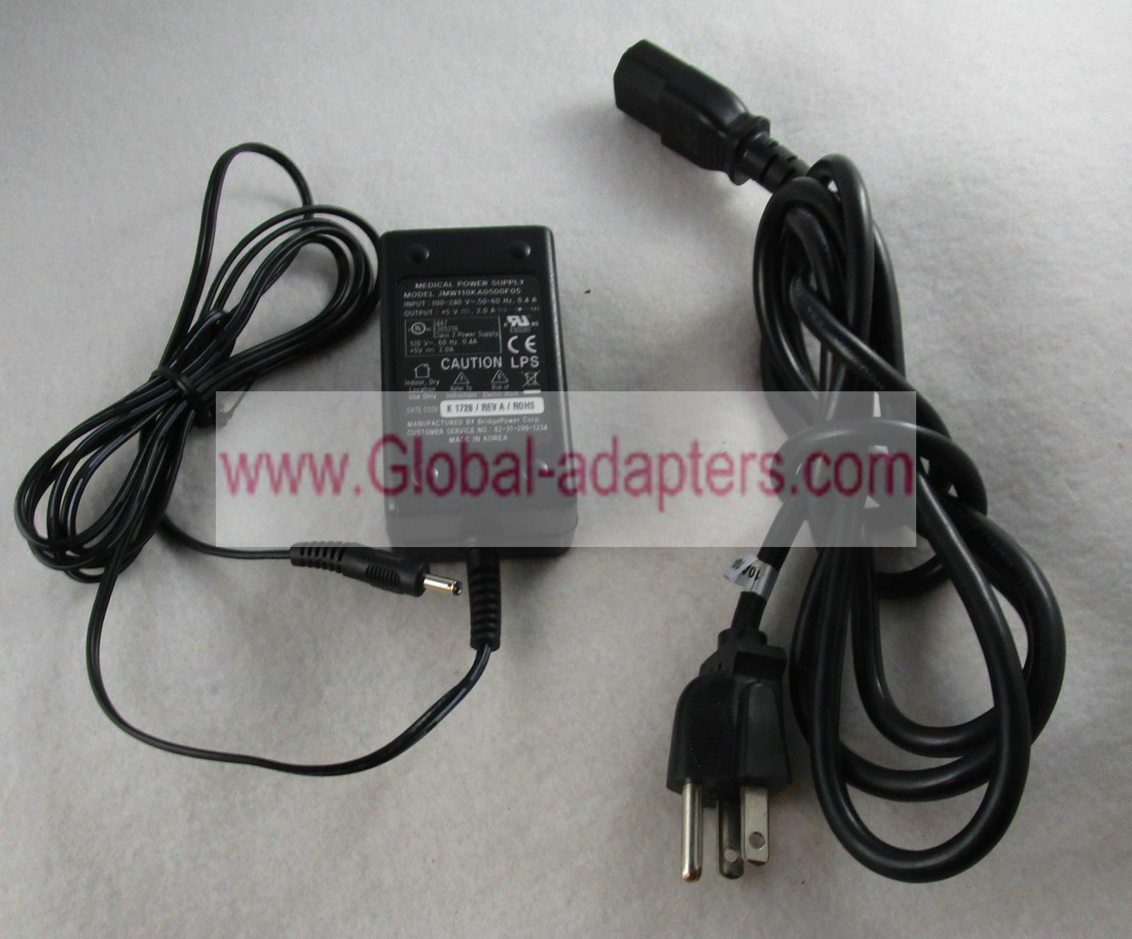 New BridgePower Corp JMW110KA0500F05 Rev A 5V 2.0A Medical Power Supply ac adapter Specification: